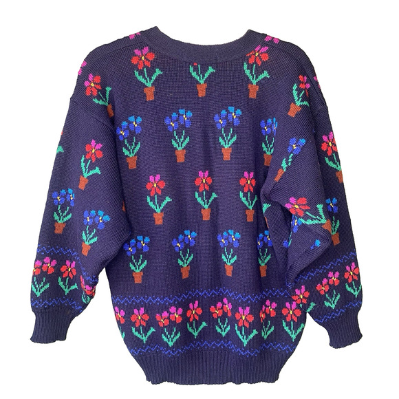 Vintage Tulchan Cardigan Womens Medium Pure Wool Floral Cottagecore Twee Sweater - Picture 2 of 8